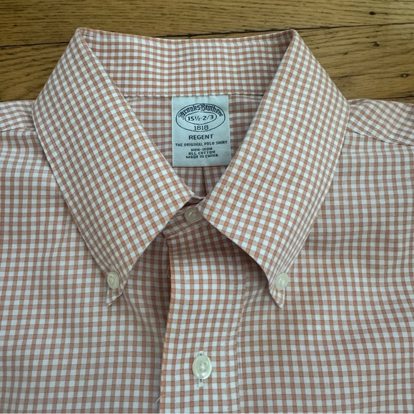 Brooks Brothers Other - Brooks Brothers Orange and White Gingham Long Sleeve Button Down Shirt Size M